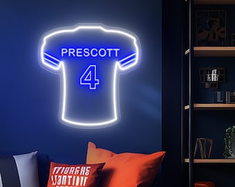 Football Neon Sign, Cowboy Football Custom Neon Name Sign Bedroom Decor Kids Room Decor, Dallas Football Gift for HimFootball Jersey Neon