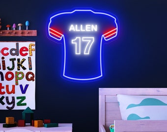 Football Neon Sign,Buffalo Custom Football Jersey Neon Light,Football Led Lights Sport Neon Sign,Bedroom Decor Kids Room Decor,Gift for Him