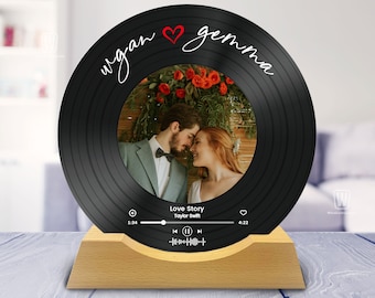 Custom Music Sign Gift for Him, Personalized Photo Plaque Gift for Her, Record Gift,Anniversary Wedding Gift,Custom Photo Personalized Gifts
