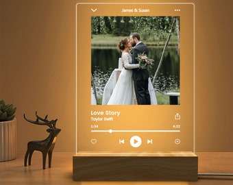 Benutzerdefinierte Musik Foto Nachtlicht, Fotorahmen Song Nachtlicht Paare Geschenke, Musikalbum Cover Nachtlicht, Geschenk für sie, Valentinstag Geschenk