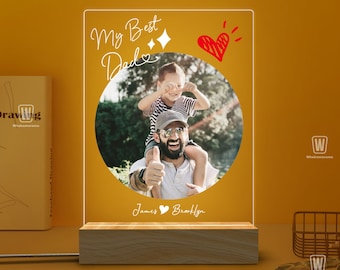 Personalized Photo Night Light, Photo Collage LED Light, Fathers Day Gift Bedroom Night Light,Gifts for Dad,Gifts From Daughter,Gift for Him