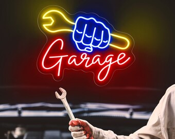 Custom Garage Neon Sign, Personalized Workshop Sign Car Neon, Garage Neon Sign Art, Garage Neon Decor, Garage Open Sign, Garage Wall Decor