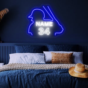 Letrero de neón de béisbol para habitación infantil, Letrero de neón personalizado con nombre para niños, Regalo de béisbol para niños, Decoración para habitación de adolescentes, Regalos de béisbol para él, Luz LED imagen 6