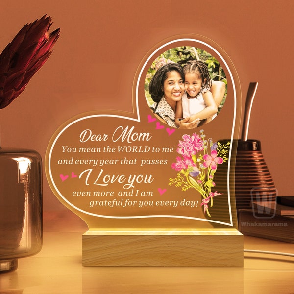 Personalized Photo Night Light, Mother's Day Gift, Gift for Nana, Mom Night Light, Custom Heart Night Light, Grandma Nana Gift Ideas