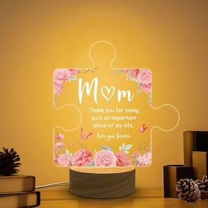 Kundenspezifische Blume gedrucktes LED-Nachtlicht, kundenspezifisches Geburtstags-Blumen-Nachtlicht, Geburtstagsgeschenke, Muttertagsgeschenk für Großmutter-Mama, Geschenk für sie