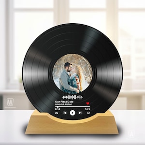 Gepersonaliseerde vinylplaat nummer met foto, nummerplaat, jubileumcadeau voor haar, cadeaus voor koppels, romantisch cadeau voor hem, cadeau voor gastheer