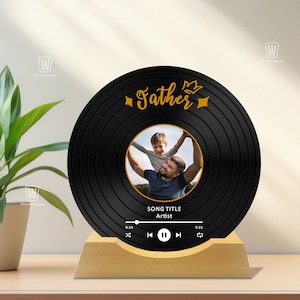 Custom Music Plaque, Personalized Photo Plaque Father&#39;s Day Gift, Gifts for Dad, Gift for Him, Custom Photo Personalized Gifts, Record Gifts