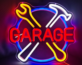 Custom Garage Neon Sign, Personalized Workshop Sign Neon, Garage Neon Light, Garage Led Lights Wall Art, Gifts for Dad, Garage Wall Decor
