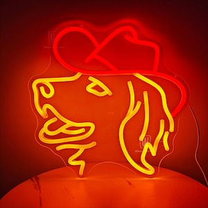 Custom Cowboy Dog Neon Sign, Cowboy Dog LED Cowboy Hat Neon Sign, Cowboy Bar Decor, Cowboy Dog Home Room Wall Decor, Dog Neon Pet Gift