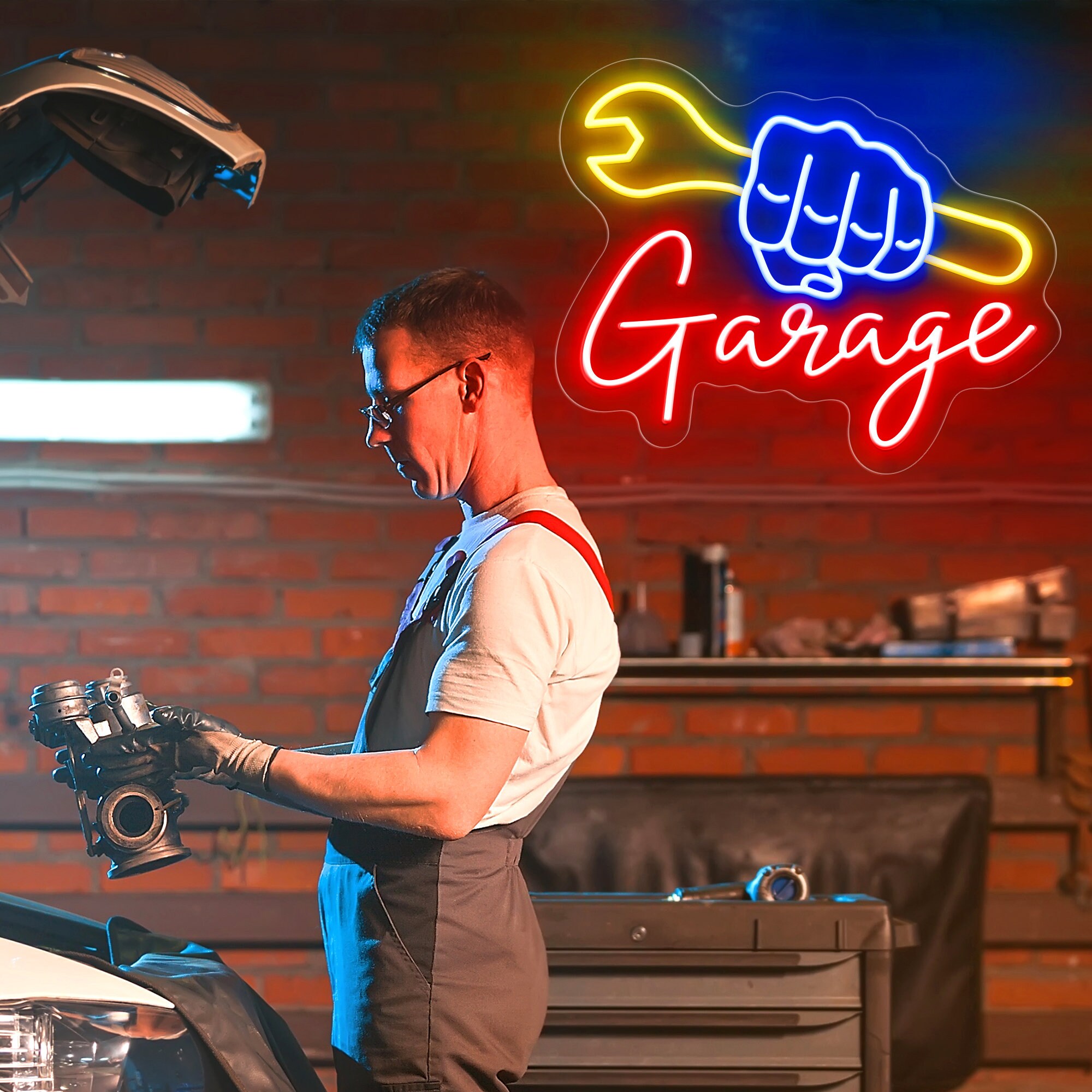 Insegna al neon personalizzata per officina, insegne luminose