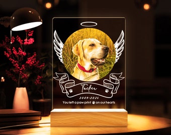 Custom Pet Photo Night Light, Personalized Gifts for Pet Loss, Dog Cat Night Light, Pet Loss Gift, Custom Pet Print, Pet Memorial Frame