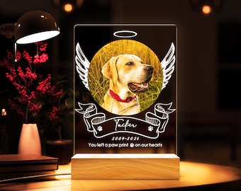 Custom Pet Photo Night Light, Personalized Gifts for Pet Loss, Dog Cat Night Light, Pet Loss Gift, Custom Pet Print, Pet Memorial Frame