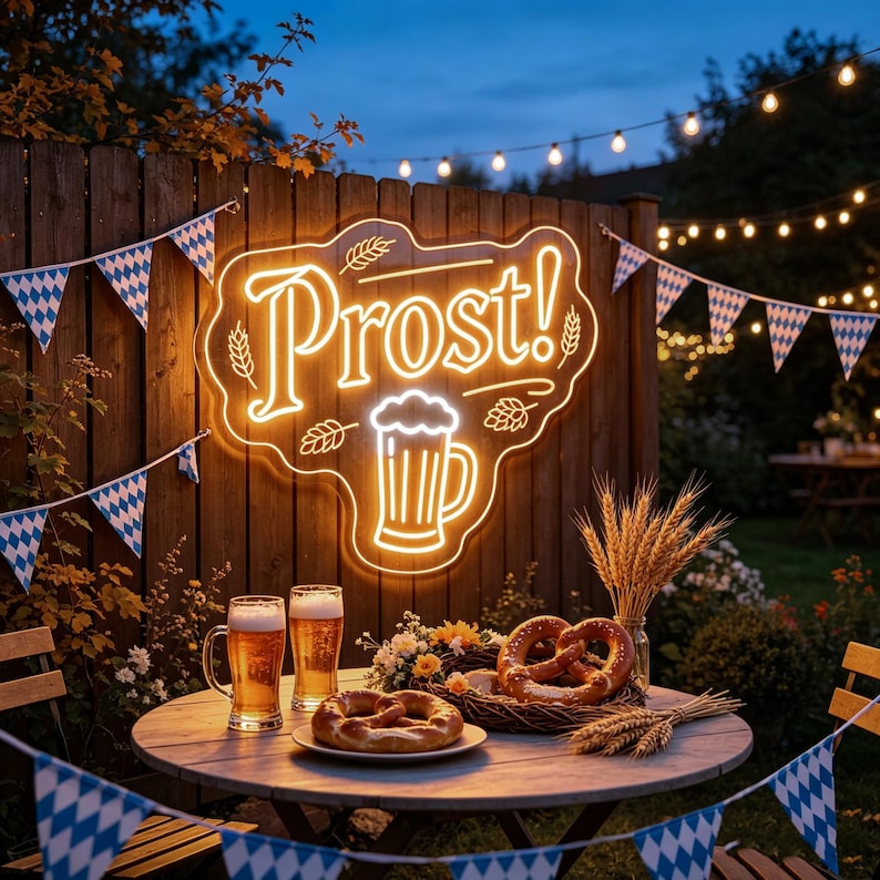 Personalized Munich Beer Neon Sign, Custom Prost Biergarten Neon Light ...