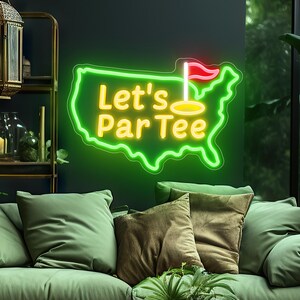 Placa de neon personalizada "Let's Par-Tee", placa de neon personalizada "Let's Golf", presentes para homens, presente para o Dia dos Pais, presente para golfistas, placa com tema de aniversário de golfe