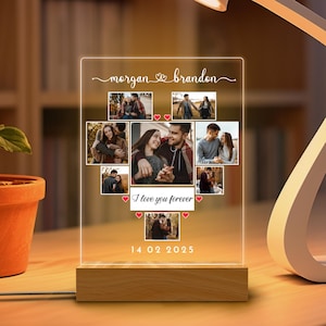 Peronalized Photo Night Light, Photo Collage LED Light, Custom Photo Lamp, Anniversary Gift, Birthday Gift For Firends Couple,Picture Plaque