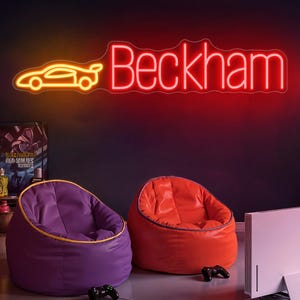 Placa de neon com nome personalizado para crianças, placa de neon para quarto, placa de neon personalizada para carro, carro para quarto, decoração para quarto de menino, decoração para quarto infantil, decoração para carro, presente para crianças