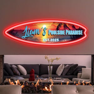 Placa de neon para prancha de surfe, placa esportiva personalizada para clube de surfe, luz neon LED à beira-mar, decoração de bar de praia e festa, decoração de parede, presentes para surfistas