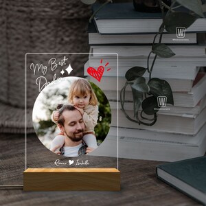 Personalized Photo Night Light, Fathers Day Gifts, Personalized Gifts, Bedroom Night Light, Gift for Dad, Best Dad Ever, Custom Name Light zdjęcie 10