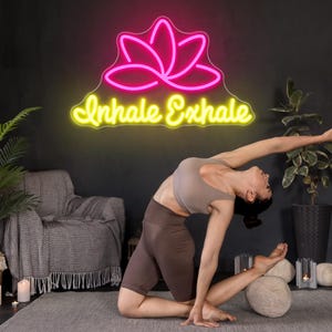 Custom Gym Neon Sign, Yoga Studio Neon Sign, Breathe Yoga Led Sign, Yoga Gifts for Her, Business Logo Sign, Yoga Room Wall Art Gym Decor