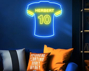 Football Neon Sign Custom, Football Wall Decor Neon Light,Jersey Neon Sign Los Angeles Chargers Room Decor Sport Neon Christmas Gift for Him