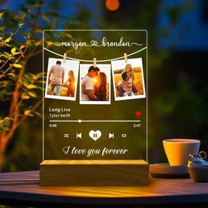 Music Photo Name Night Light,Custom Photo Night Light Music Plaque,Personalized Song Acrylic Plaque,Bedroom Decor,Valentines Gift for Couple