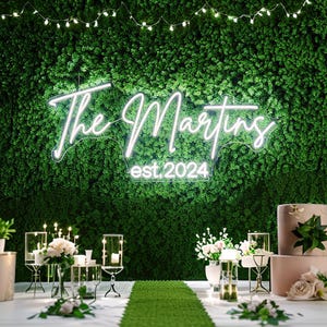 Letrero de neón para recepción de boda, decoraciones de boda, letrero de neón personalizado para decoración de boda, regalos de boda, letrero de neón con nombre para boda