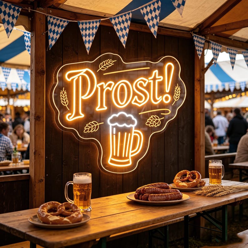 Personalized Munich Beer Neon Sign, Custom Prost Biergarten Neon Light ...