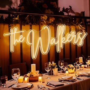 Letrero de neón para bodas, decoración de bodas, letreros de neón para recepción, regalos de boda, letreros de neón con nombre para bodas, decoración