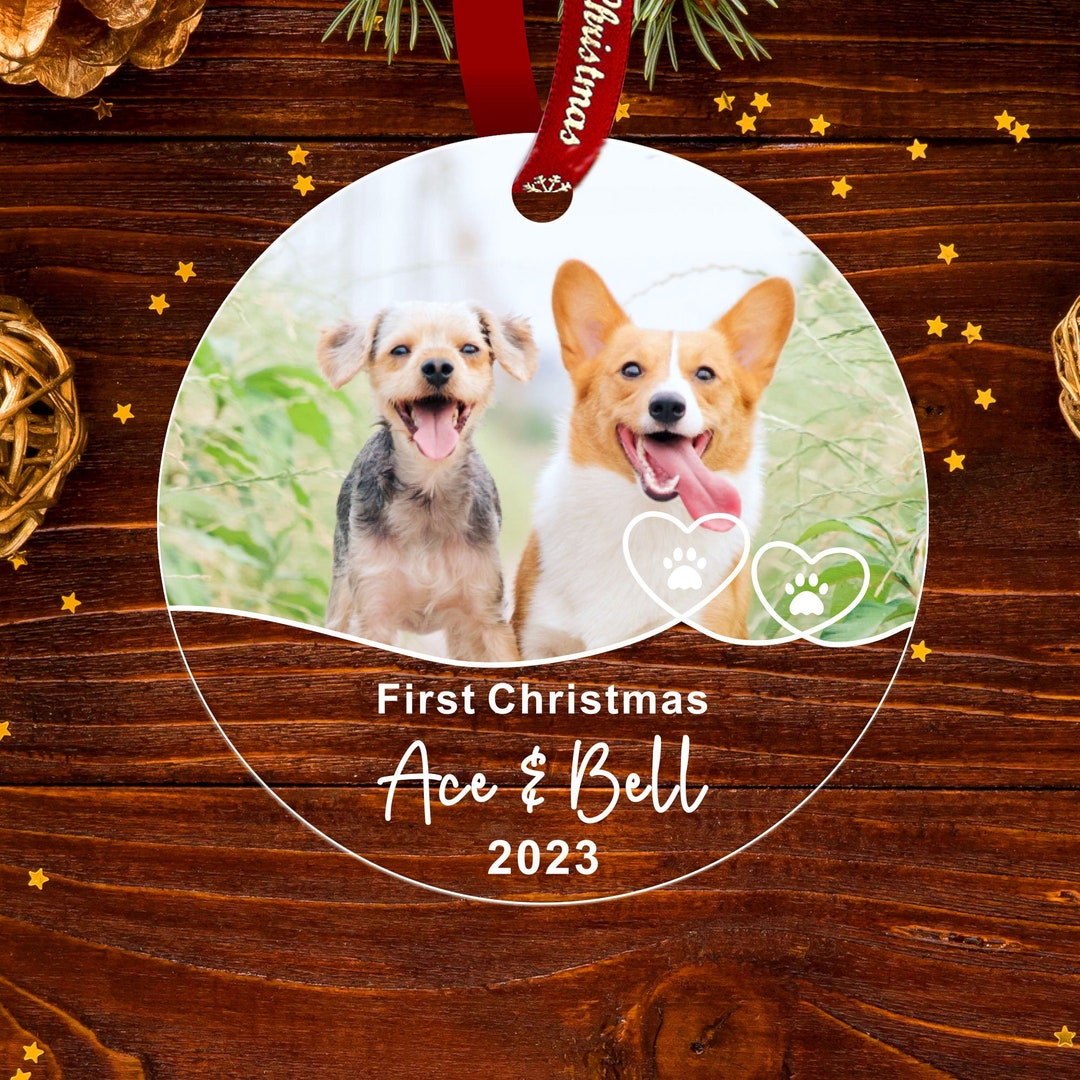 Dogs First Christmas Ornaments, Custom Dog Photo Ornament, Dog Ornament