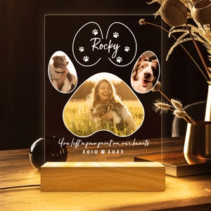 Pet Memorial Night Light, Custom Pet Plaque, Pet Night Light, Custom Pet Photo, Pet Memorial Frame, Cadeaus voor huisdieren, Kat Hond Verlies Cadeau afbeelding 9