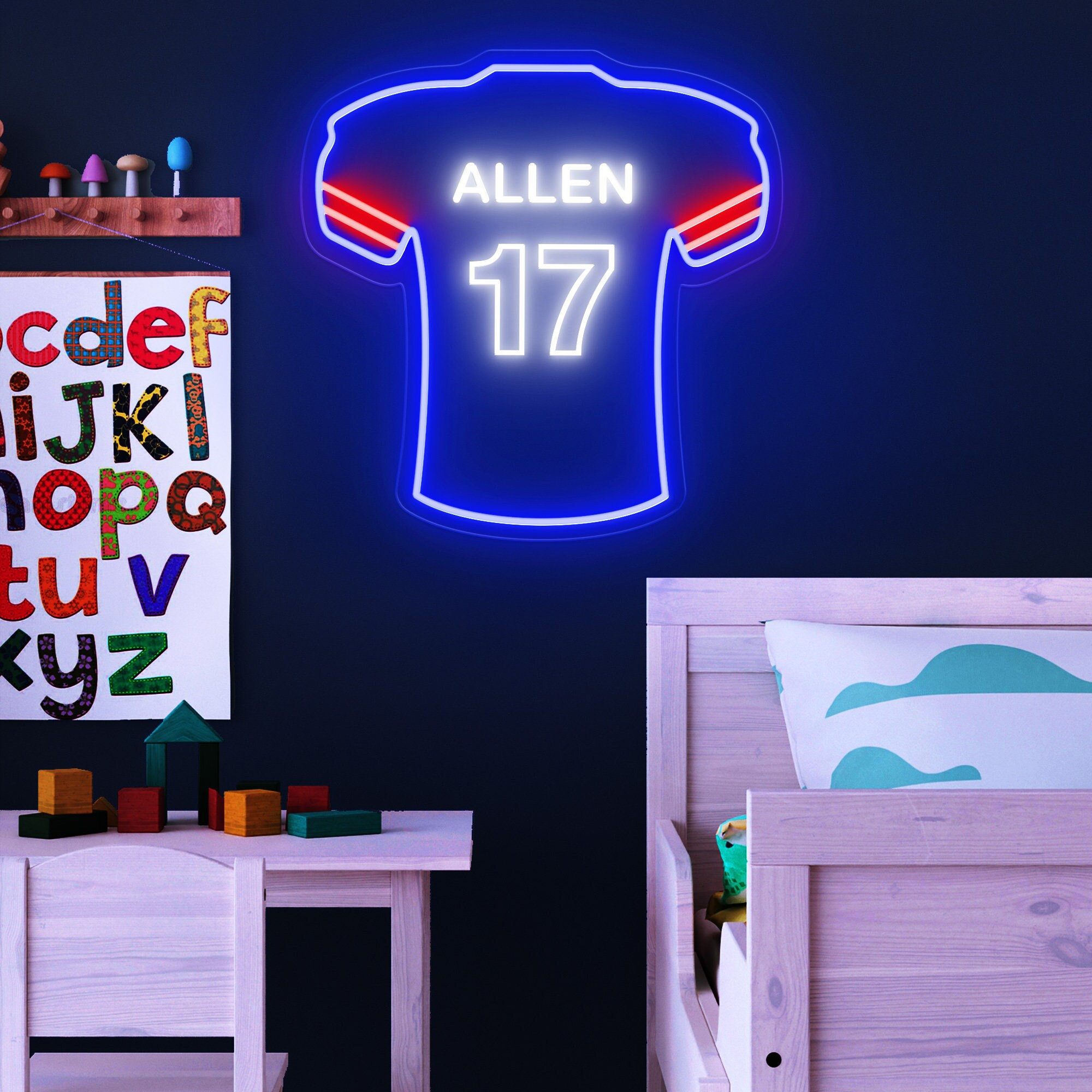 Football Neon Sign,Buffalo Custom Football Jersey Neon Light,Football Led Lights Sport Neon Sign,Bedroom Decor Kids Room Decor,Gift for Him