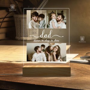 Custom Photo Night Light, Fathers Day Gift Bedroom Night Light, Photo Collage LED Light, Gifts for Dad, Gifts From Daughter, Gift for Him