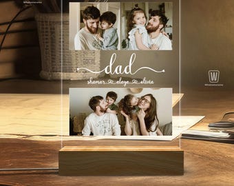 Custom Photo Night Light, Fathers Day Gift Bedroom Night Light, Photo Collage LED Light, Gifts for Dad, Gifts From Daughter, Gift for Him