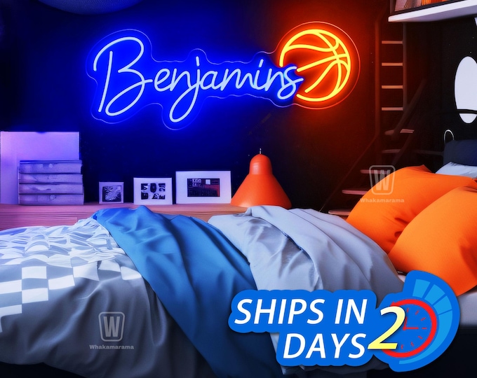 Custom Basketball Neon Sign, Custom Name Neon Sign For Kids, Basketball Room Decor, Neon Sign Bedroom, Kids Gift, Christmas Gifts