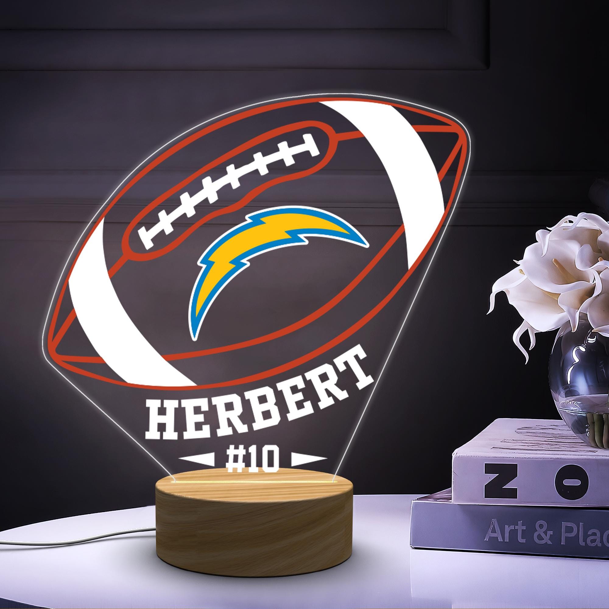 Custom Football Night Light for Kids Room Decor,Sport Led Lights Birthday Gifts for Boys,Custom Name Led Lights Bedroom Decor,Football Decor