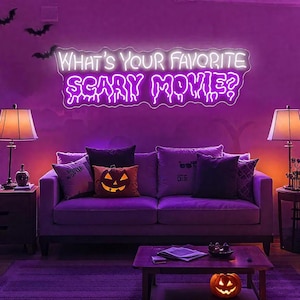 Neonreclame voor horrorfilms, neonbord Halloween-decor, cadeau voor fans horrorfilms, enge films kamerdecoratie, cadeau horrorfilms