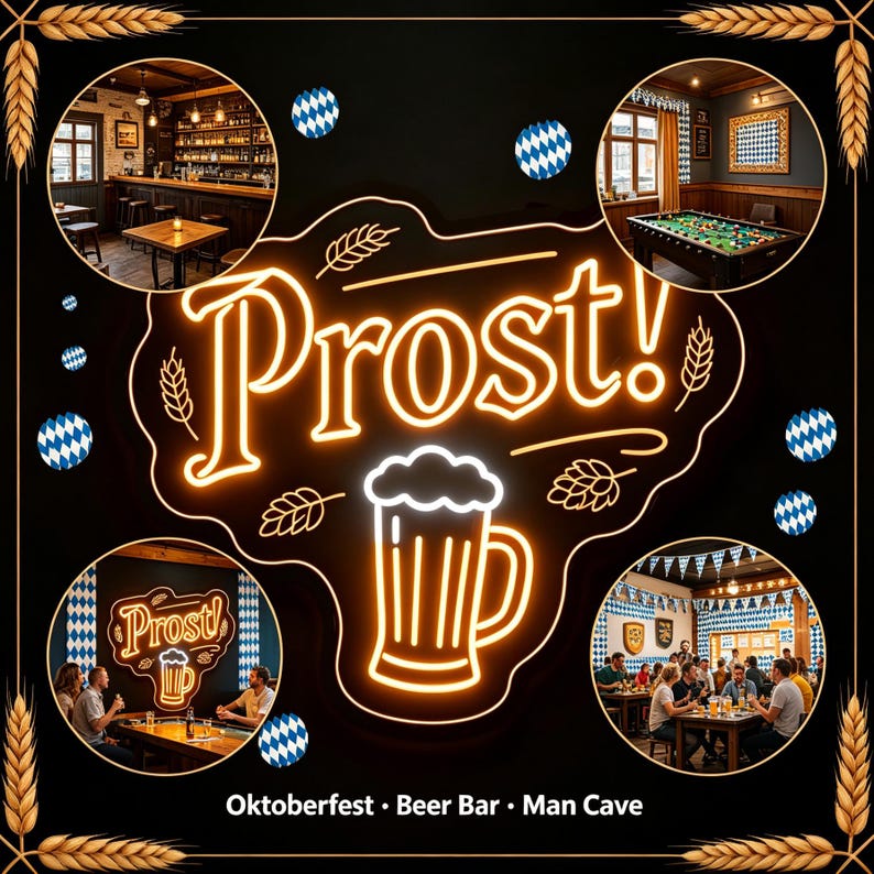 Personalized Munich Beer Neon Sign, Custom Prost Biergarten Neon Light ...