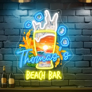 Beer Neon Sign,Custom Bar Neon Sign,Beer Bar Led Neon Light, Club Bar Decor,Home Party Wall Decor,Personalized Gift For Him ,Neon Art,Beer