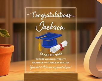 Custom Night Light, Graduation Gifts For Her, Grad Name Acrylic Plaque, Bedroom Decor, Graduation Decor, Custom Kid Name Led Night Light
