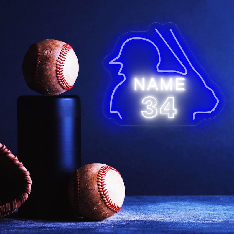 Letrero de neón de béisbol para habitación infantil, Letrero de neón personalizado con nombre para niños, Regalo de béisbol para niños, Decoración para habitación de adolescentes, Regalos de béisbol para él, Luz LED imagen 7