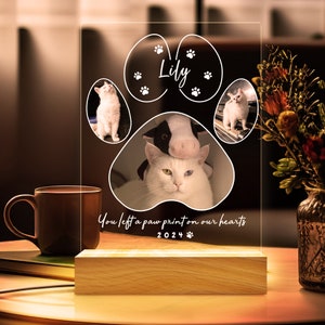 Pet Memorial Night Light, Custom Pet Plaque, Pet Night Light, Custom Pet Photo, Pet Memorial Frame, Cadeaus voor huisdieren, Kat Hond Verlies Cadeau afbeelding 3