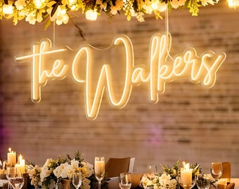 Hochzeit Neonschild, Benutzerdefinierte Leuchtreklame, personalisierte Neon, Geschenke für Sie / Ihn, Verlobungsschild, Hochzeitshintergrund, Empfangsdekor, Party Schild