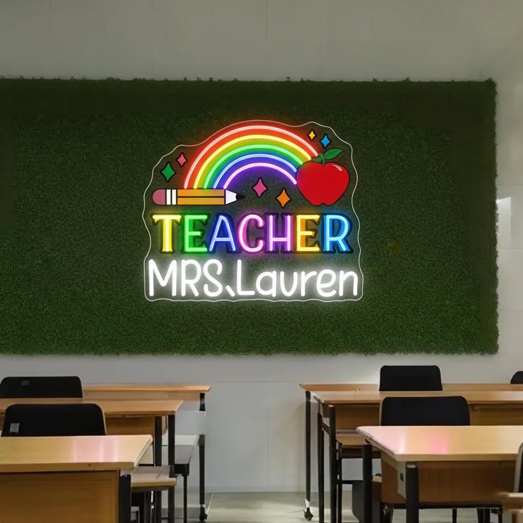 Custom Teacher Name Neon Sign, Personalized Teacher Name LED Neon Light ...