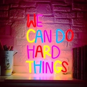 We Can Do Hard Things Neon Sign, Back to School Neon Sign Classroom Decor, Kids Wall Neon, Growth MindsetPositive Classroom, Education Gifts