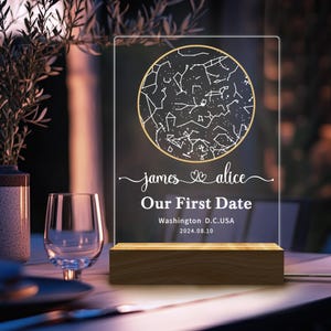 Personalisierte Nachtlicht mit Sternenkarte, Valentinstag Geschenk, Geschenk für Sie, Tischlampe mit Konstellationskarte, Sternenkarte Jahrestag Geschenke