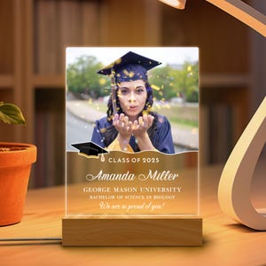 Custom Night Light, Graduation Gifts For Her, Grad Name Acrylic Plaque, Custom Photo Name Led Night Light, Bedroom Decor, Graduation Decor