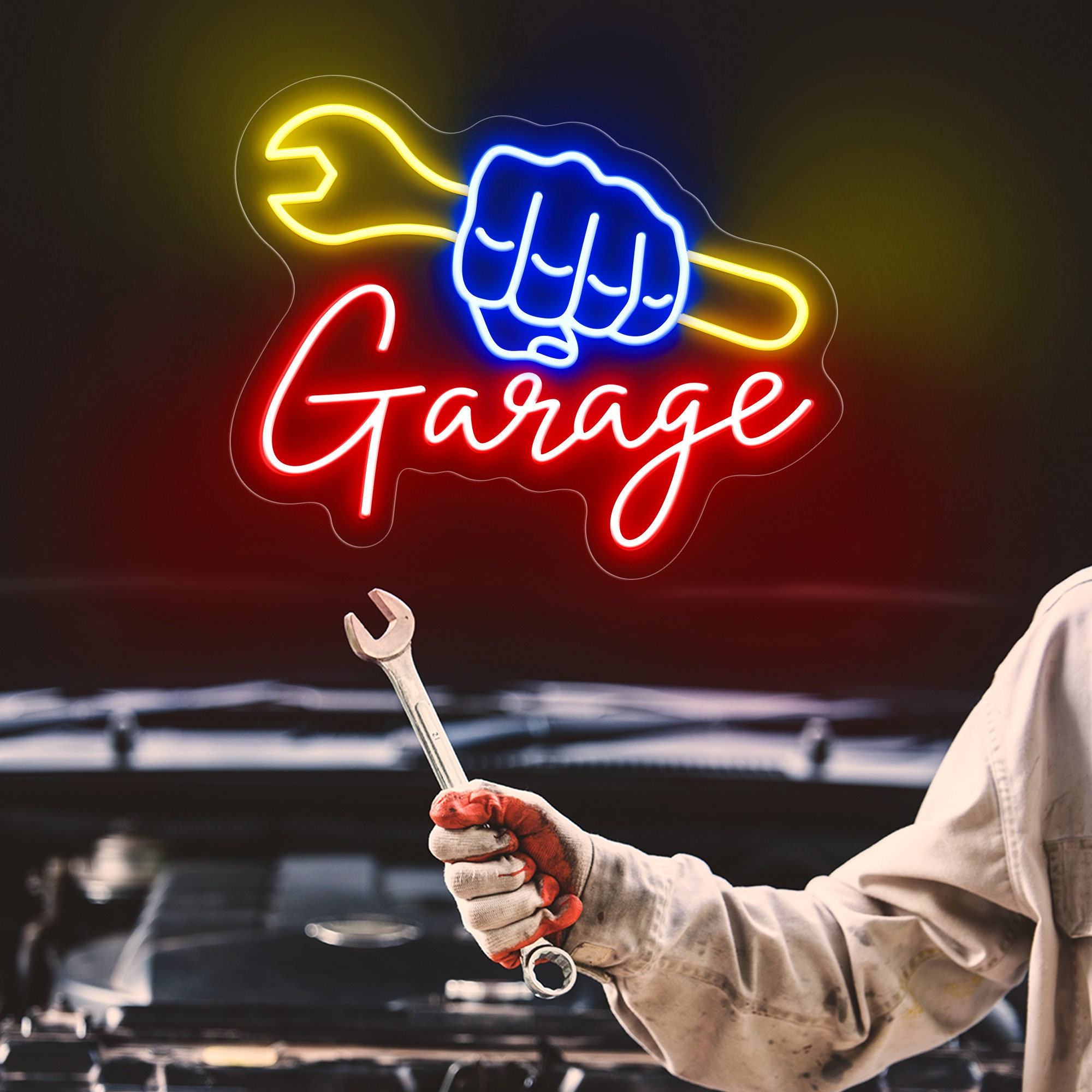 Insegna per garage personalizzata, neon personalizzato, insegna per garage con luce LED, insegna per officina personalizzata per auto, insegna per auto per garage, regalo di Natale - Italia