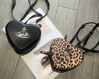 Vivienne Westwood Heart Shaped Croco Style Shoulder Bag BLACK gift
