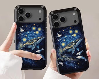 Starry Night Cosmic Whale Design Phone Case For iPhone 17 16 15 14 13 12 11 Pro Plus Mini Max, Samsung S25 S24 S23 S22 S21 Ultra Case