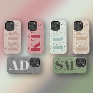 Gepersonaliseerde initialen ontwerpen stoere harde telefoonhoes | iPhone 15/14/13/12/11 Pro Max MagSafe-hoesje | Samsung Galaxy S23/S22/S21 Ultra | 8 Geval